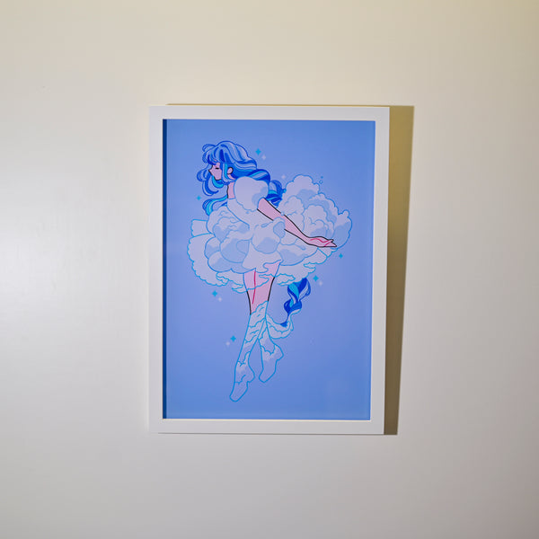 Framed Acrylic / UV Print - Cloud dress - A4